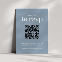Typografi Dusty Blue QR kod Bröllop OSA Kort