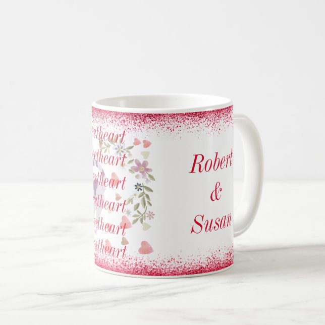 Typografi Elegant Cute Heart Valentines day Kaffemugg (Framsida höger)