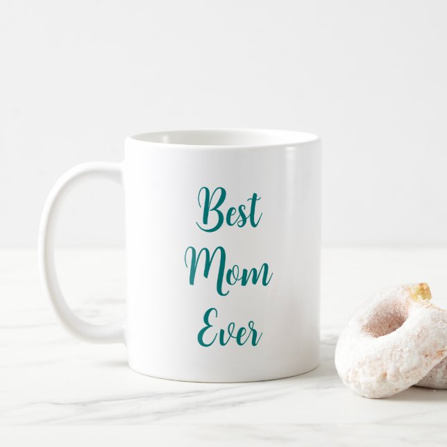 Typografi Elegant Light Teal Best Mamma någonsin Kaffemugg (Med munk)