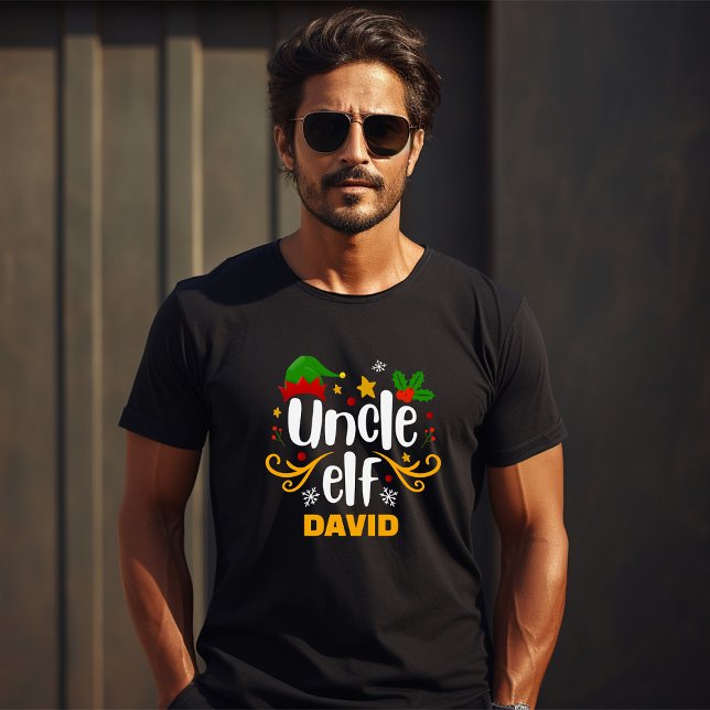 Typografi Farbror Elf Rolig Familje Matchning T Shirt (Skapare uppladdad)