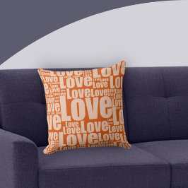 Typografi för bränd Orange Kärlek Kudde