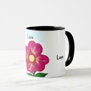 Typografi för Bright Rosa Blommigt Kärlek Mugg
