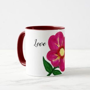 Typografi för Bright Rosa Blommigt Kärlek Mugg