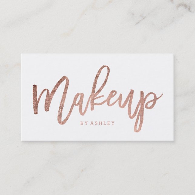 Typografi för elegant för Makeupkonstnär rosa Visitkort (Framsida)