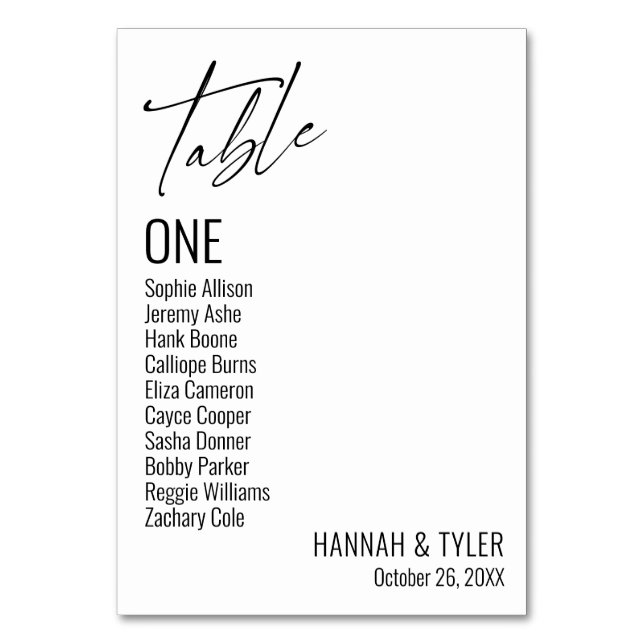 Typografi för enkel Elegant för contemporary Bordsnummer (Framsidan)