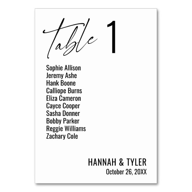 Typografi för enkel Elegant för contemporary Bordsnummer (Framsidan)