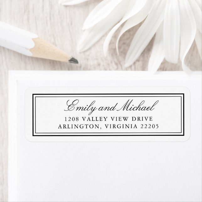 Typografi för enkel vit klassisk Elegant Returadress Etikett (Insitu)