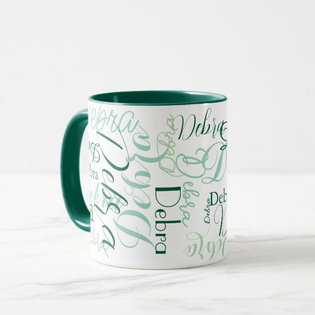 Typografi för grönt-Mugg-Namn Mugg (Framsida vänster)