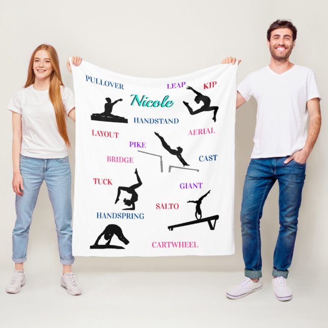 Typografi för gymnastikfärdigheter fleecefilt (På plats)
