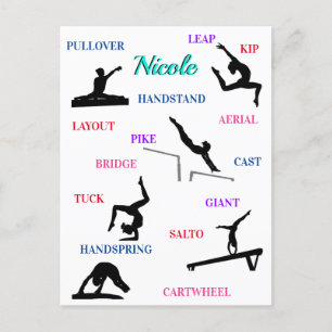Typografi för gymnastikfärdigheter vykort