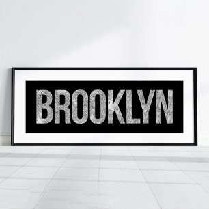 Typografi för karta för Brooklyn vintage svartvit Poster