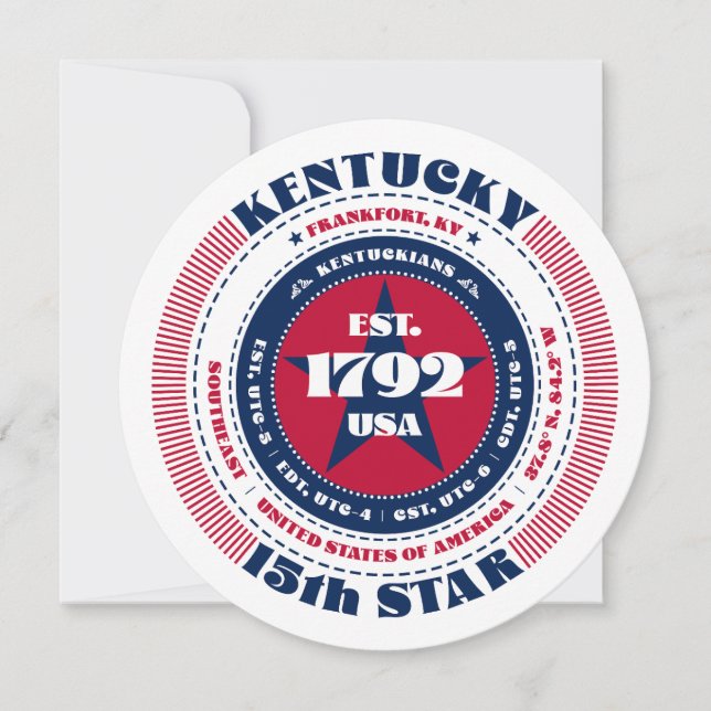 Typografi för Kentucky State Circular Flat Card (Framsida)