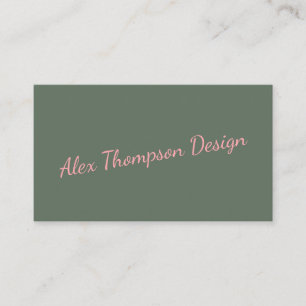 Typografi för minimalistisk Modern Rosa Grönt Visitkort