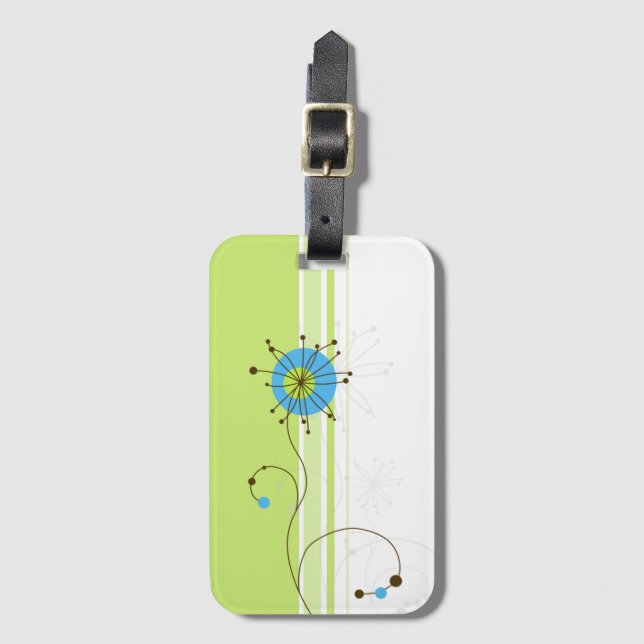 Typografi för modern enkel blomma Grönt Bagagebricka (Framsida vertikal)