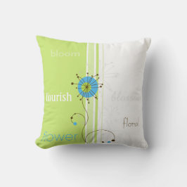Typografi för modern enkel blomma Grönt Kudde