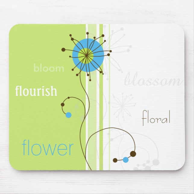 Typografi för modern enkel blomma Grönt Musmatta (Framsidan)