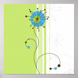Typografi för modern enkel blomma Grönt Poster
