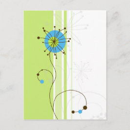 Typografi för modern enkel blomma Grönt Vykort