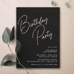 Typografi för modern minimal Avslappnad   Svart fö Inbjudningar