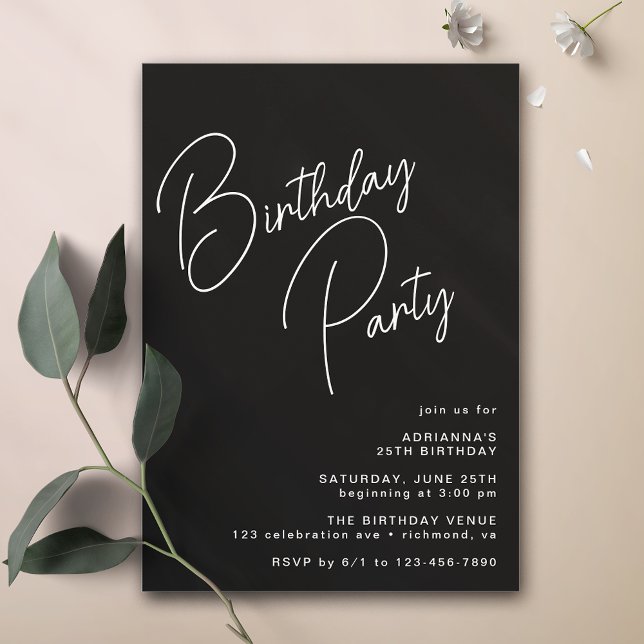 Typografi för modern minimal Avslappnad | Svart fö Inbjudningar (Skapare uppladdad)