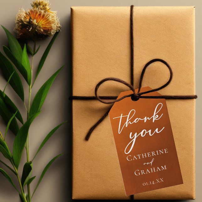 Typografi för Orange vid regummering, höst Bröllop Presentetikett (Skapare uppladdad)