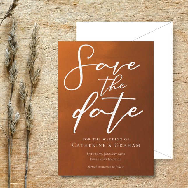 Typografi för Orange vid regummering, höst Bröllop Spara Datumet (Skapare uppladdad)