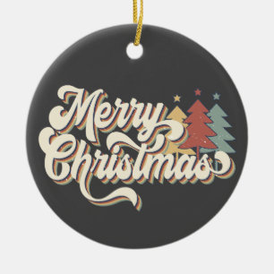 Typografi för Retro Vintage God jul Julgransprydnad Keramik