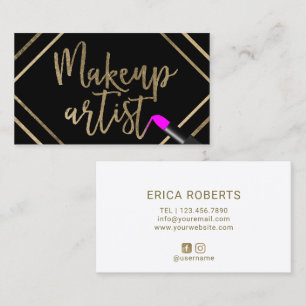 Typografi för rosa läppstift för Makeupkonstnär Visitkort