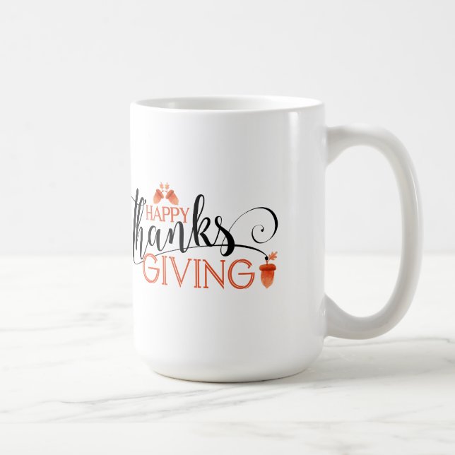 Typografi för svart och röd Happy thanksgiving Mugg (Höger)