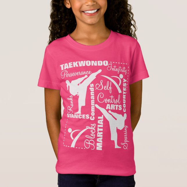 Typografi för Taekwondo kampsportterminologi T Shirt (Framsida)