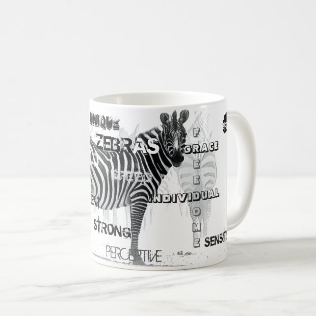 Typografi för unika svartvitt-Zebröder Kaffemugg (Framsida höger)
