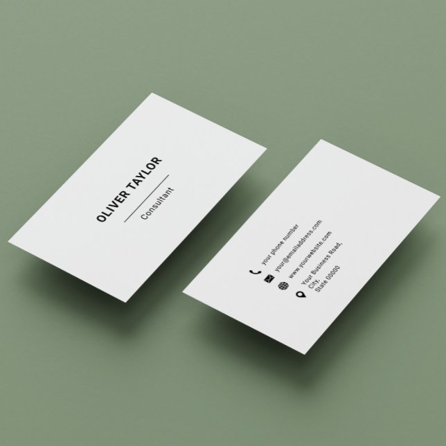 Typografi för vitt och svart minimalistiskt anpass visitkort (Skapare uppladdad)
