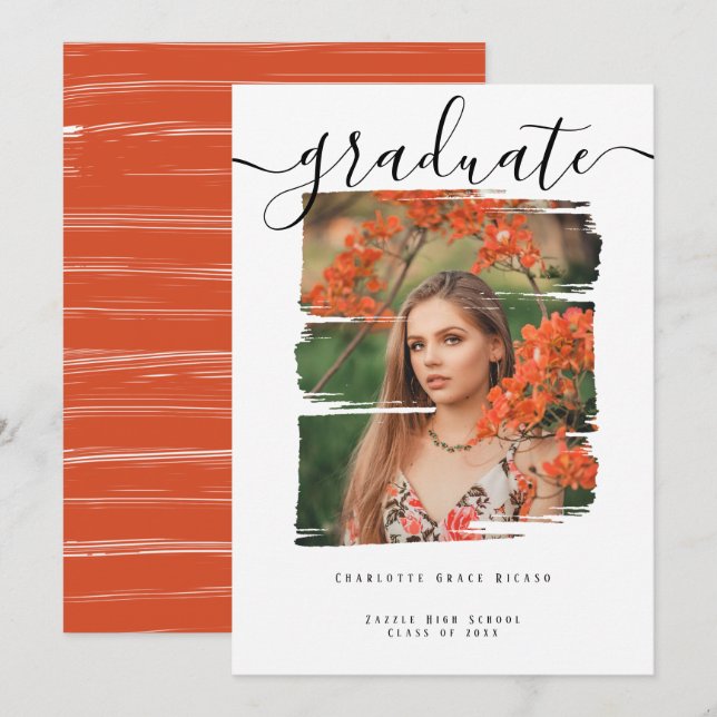 Typografi Foto Personlig Studenten Inbjudningar (Fram/baksida)