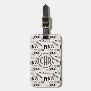 Typografi - Fransk tema Monogram   Paris   Parfum Bagagebricka