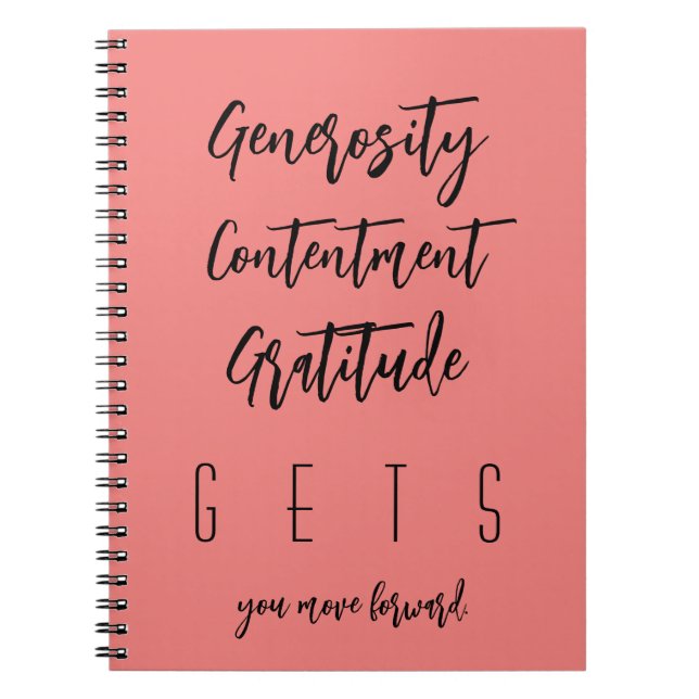 Typografi ● Generosity Contentation Gratitude ● Anteckningsbok (Framsidan)
