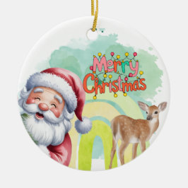 Typografi God Jul och Ljus & Hjortar Julgransprydnad Keramik