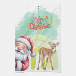 Typografi God Jul och Ljus & Hjortar Kökshandduk