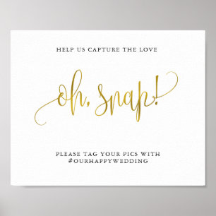 Typografi guld bröllop: Fästfångst vid kärlek Poster