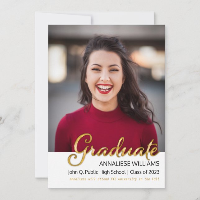 Typografi Guld Foto Examenstecken Meddelande (Framsida)