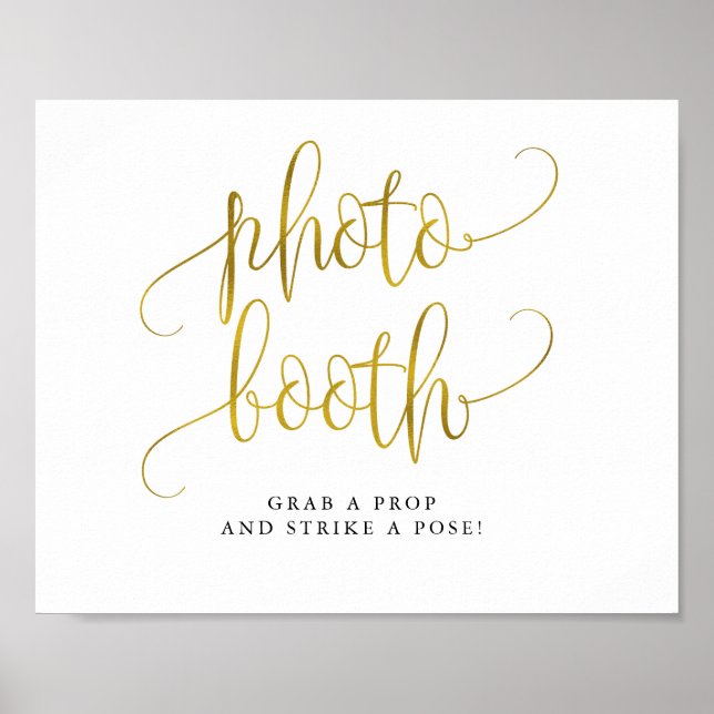 Typografi guld fotobås bröllopsskylt poster (Framsidan)