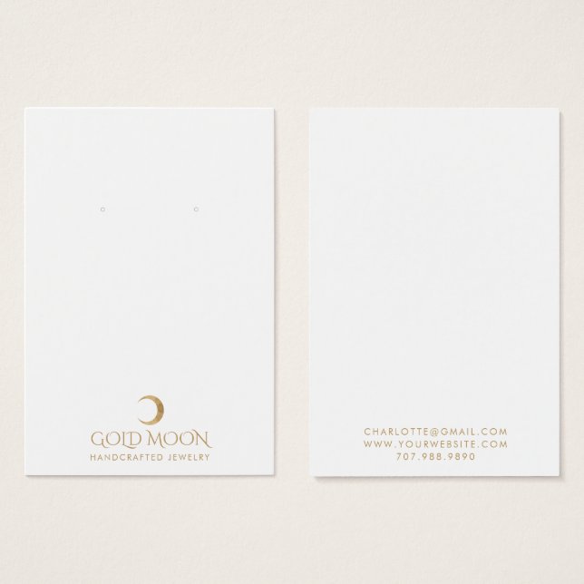 Typografi Guld Måne Juvelry Visning Card Visitkort (Framsida & baksida)