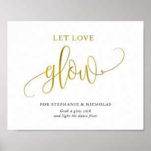 Typografi guld tillåt kärlek glöd poster
