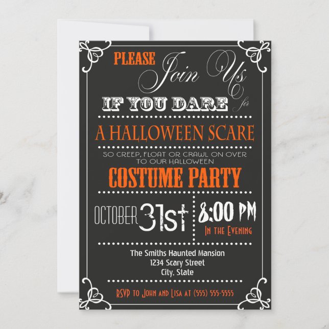Typografi Halloween-fest-inbjudan Inbjudningar (Framsida)