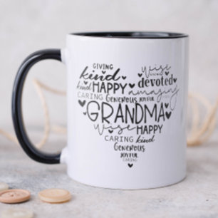 Typografi Hjärtat Mormor Mugg