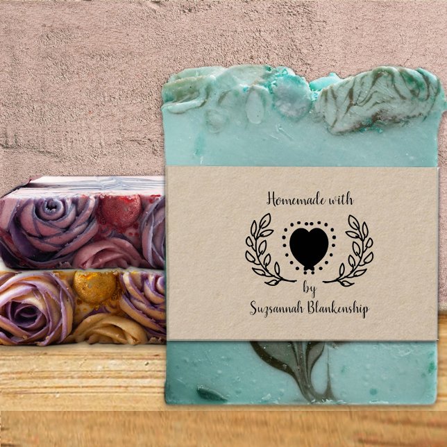 Typografi Homemade Dots Heart Anpassningsbar Rubbe Stämpel (Skapare uppladdad)