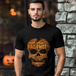Typografi horror skalle Halloween T Shirt