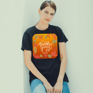 Typografi Höst löv Family Happy thanksgiving T Shirt