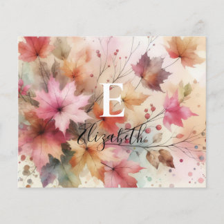 Typografi - Höst löv vattenfärgspastel färg