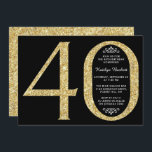 Typografi i elegant Guld Glitter 40:e födelsedagen Inbjudningar<br><div class="desc">Fira i stil med dessa trendig och elegant guld glitter 40:e födelsedagsinbjudningar. Utformningen är enkel att anpassa och dina gäster blir glada när de tar emot inbjudningskorten i snyggten.</div>