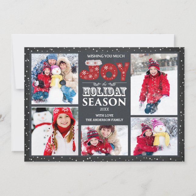 Typografi Joy 5 Photo Julkort Helgdag (Framsida)